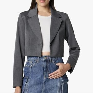 The Drop Reims Heather Grey Women's Cropped Blazer Size: Small